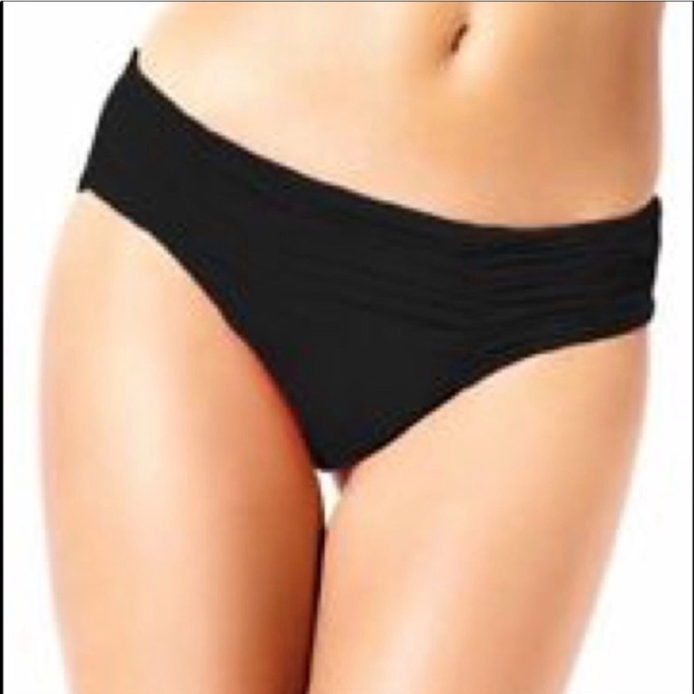 Women’s Badgley Mischka Shirred Sides Black Bikini Bottoms | Size 12 | NWT